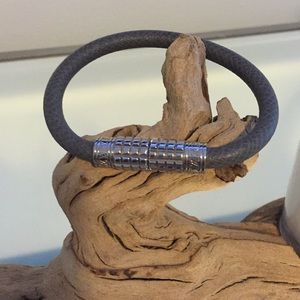 Grey Louis Vuitton leather bracelet